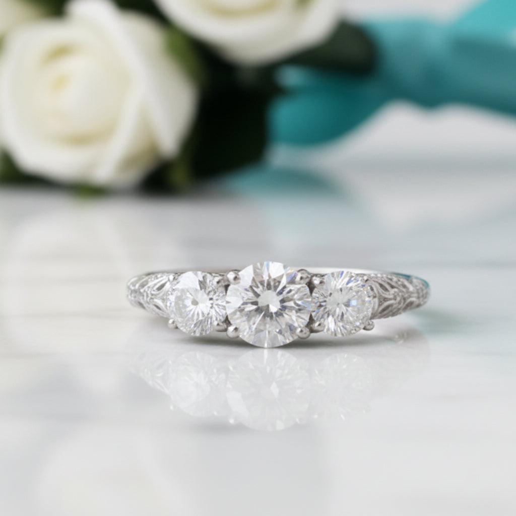 1.1 Cttw Round Cut Diamond Engagement Ring-Evani Jewelry