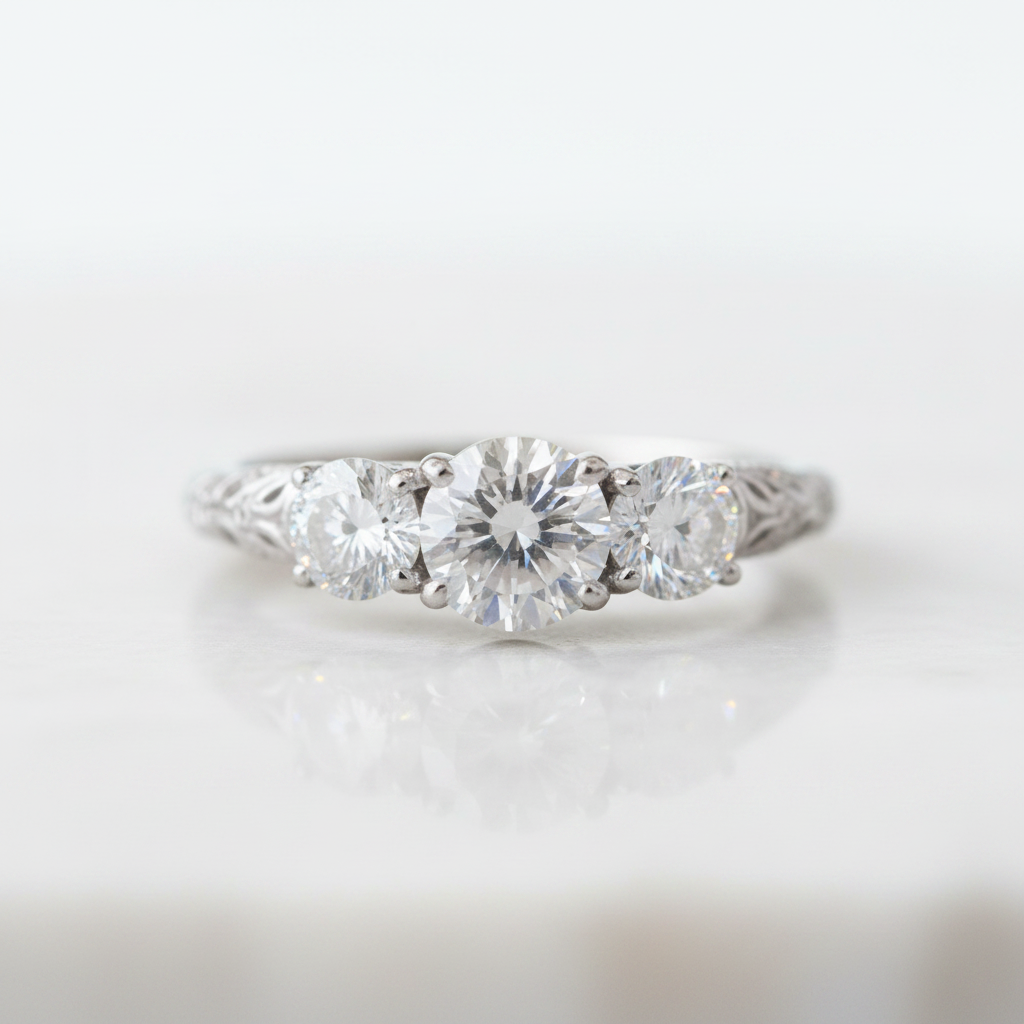 1.1 Cttw Round Cut Diamond Option Engagement Ring