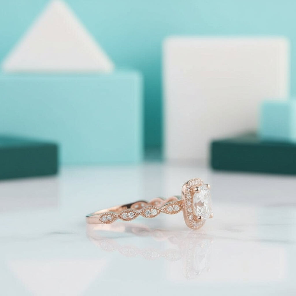 1.2 Ct Round Cut Diamond 14K Rose Gold Halo Engagement Ring-Evani Jewelry