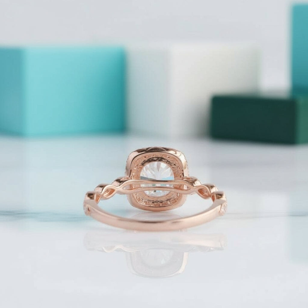 1.2 Ct Round Cut Diamond 14K Rose Gold Halo Engagement Ring-Evani Jewelry