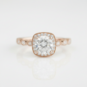 1.2 Ct Round Cut Diamond Option14K Rose Gold Halo Engagement Ring - Evani Naomi Jewelry