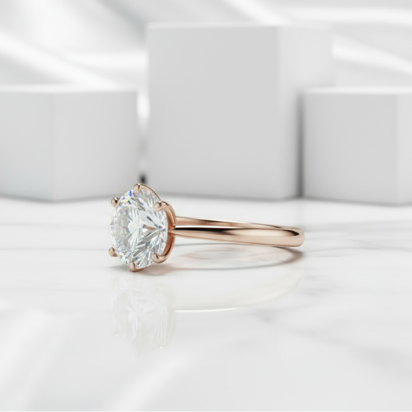 1.2 Ct Round Cut Diamond Birthstone Engagement Ring-Evani Jewelry