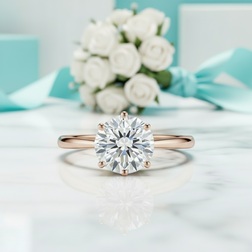 1.2 Ct Round Cut Diamond Birthstone Engagement Ring-Evani Jewelry