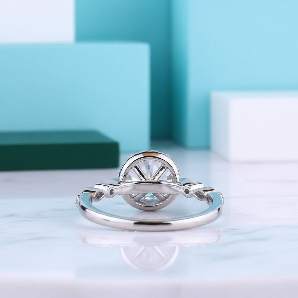 1.2 Ct Round Cut Halo Diamond 14k White Gold Engagement Ring-Evani Jewelry