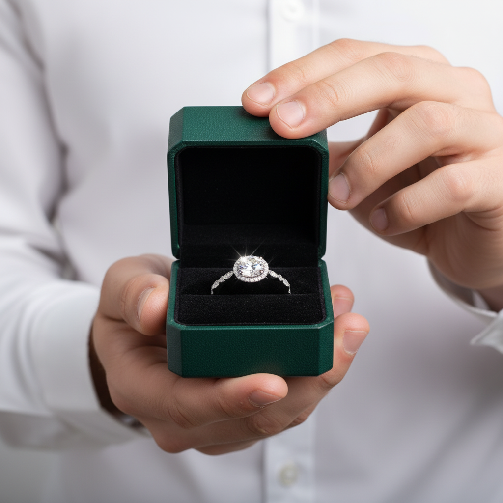 1.2 Ct Round Cut Halo Diamond Option14k White Gold Engagement Ring - Evani Naomi Jewelry