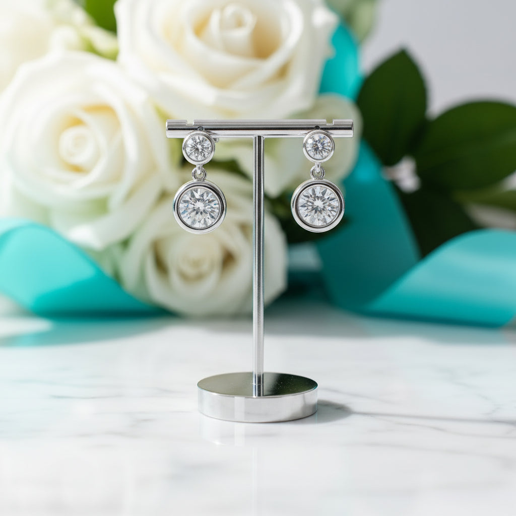 1.2 Cttw Round Diamond Classic Drop Earrings-Evani Jewelry