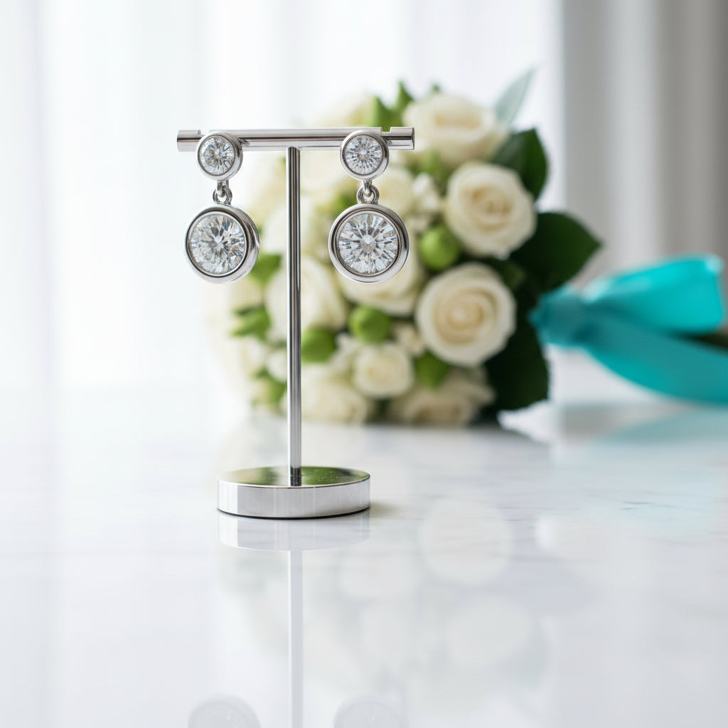 1.2 Cttw Round Diamond Classic Drop Earrings-Evani Jewelry