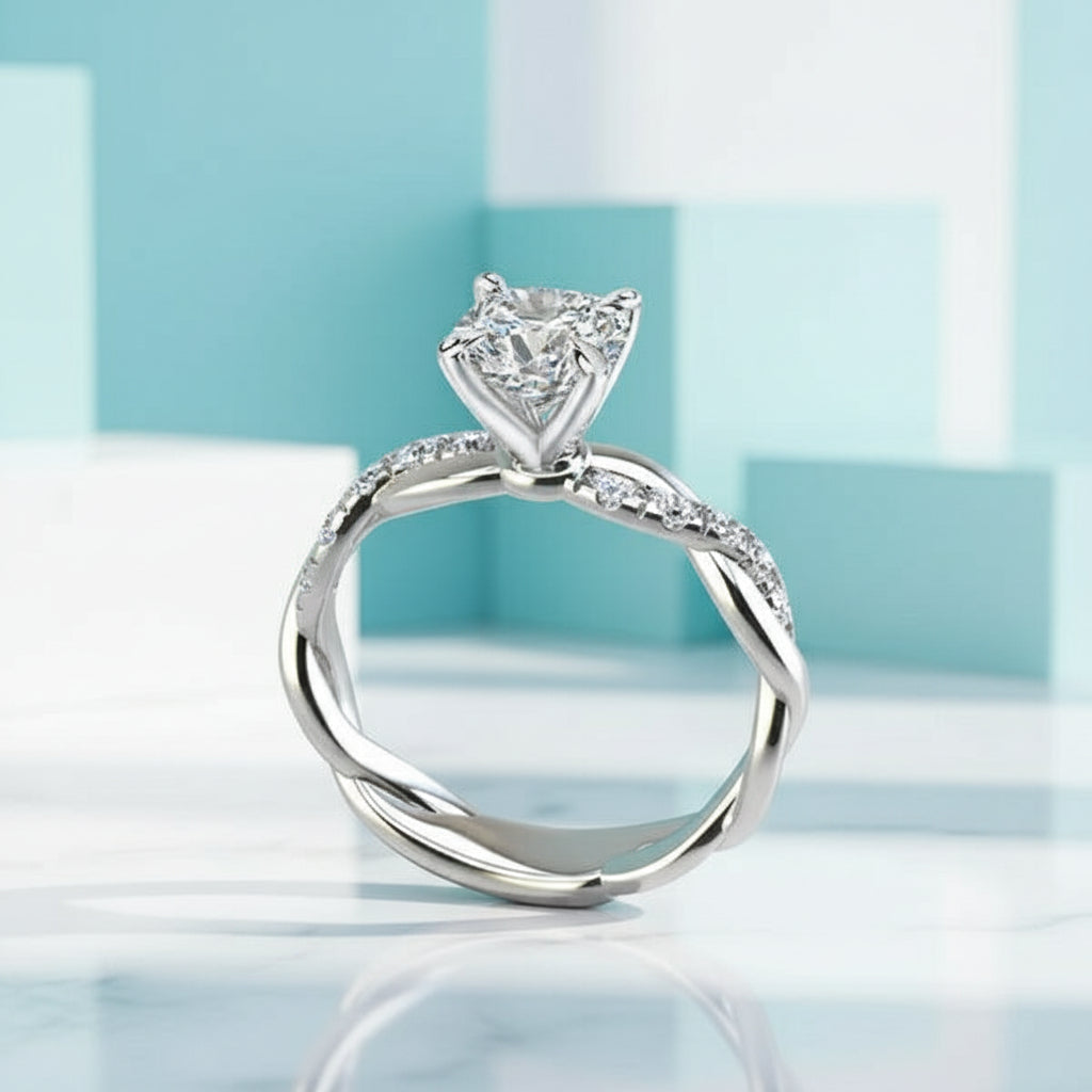 1.25 Ct Round Cut White Gold Diamond Engagement Ring-Evani Jewelry