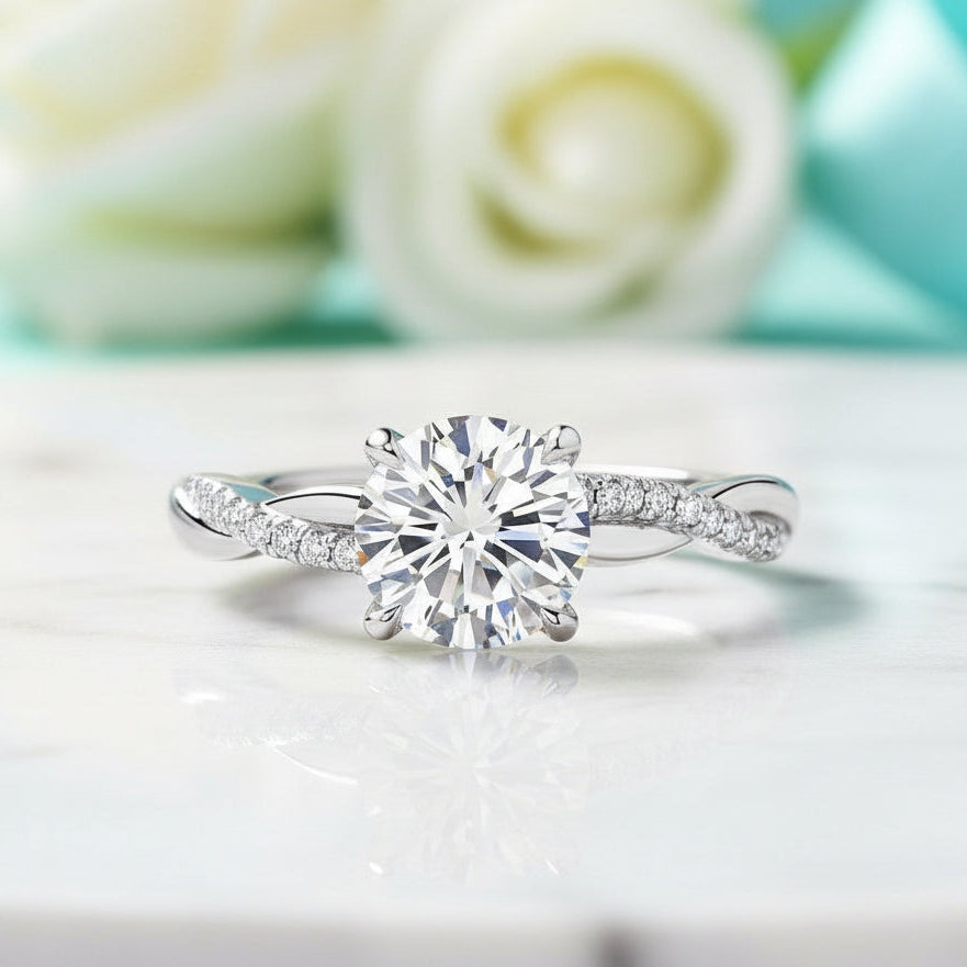 1.25 Ct Round Cut White Gold Diamond Engagement Ring-Evani Jewelry