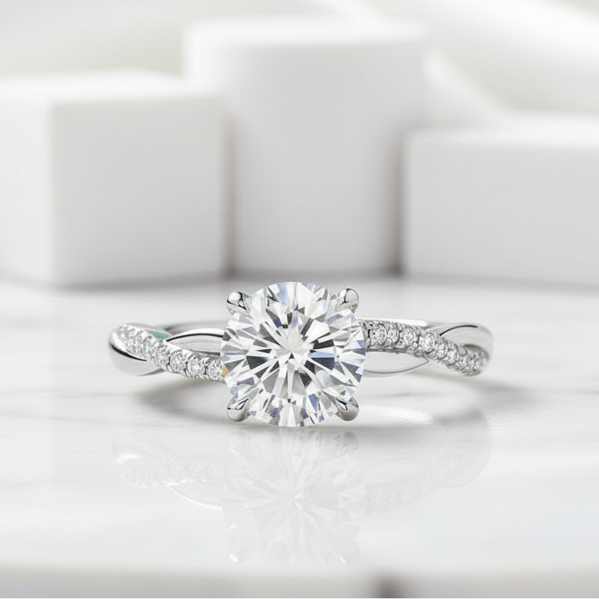 1.25 Ct Round Cut White Gold Diamond Engagement Ring-Evani Jewelry