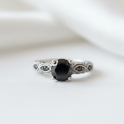 1.28 Ct Round Cut Black Diamond Option Engagement Ring - Evani Naomi Jewelry