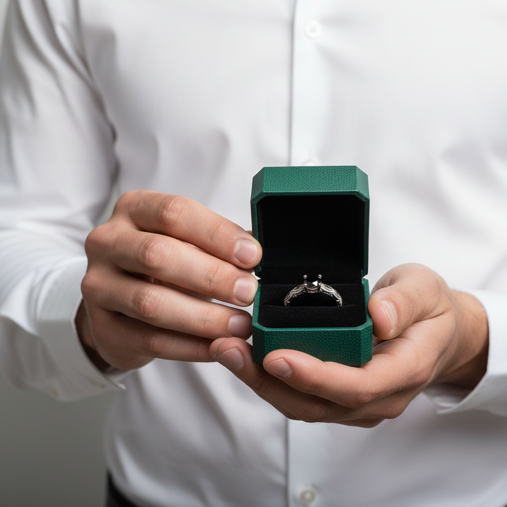 1.28 Ct Round Cut Black Diamond Option Engagement Ring - Evani Naomi Jewelry