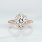 1.3 Ct Round Cut Diamond Option Halo Vintage Engagement Ring - Evani Naomi Jewelry