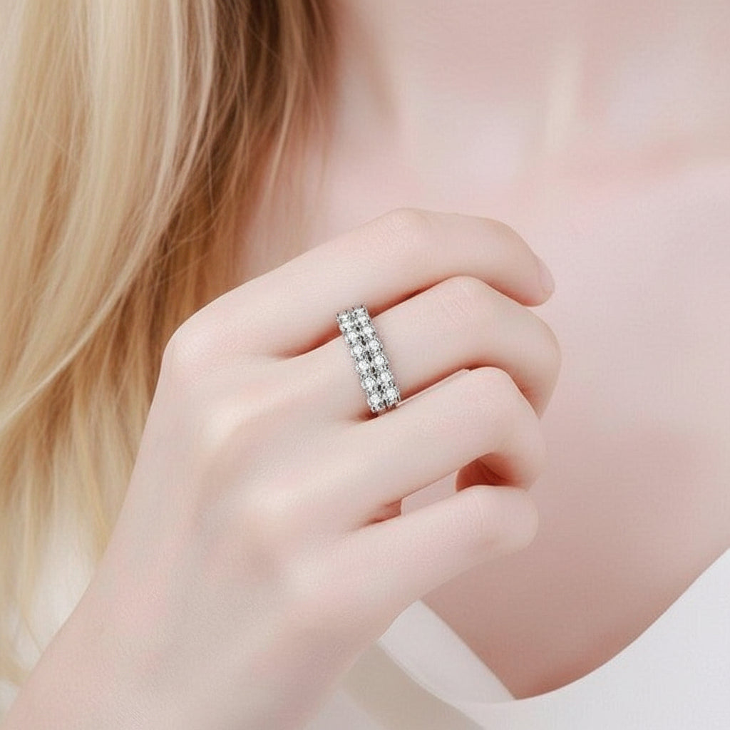 1.4 Ctw Round Diamond Half Eternity Wedding Band-Evani Jewelry