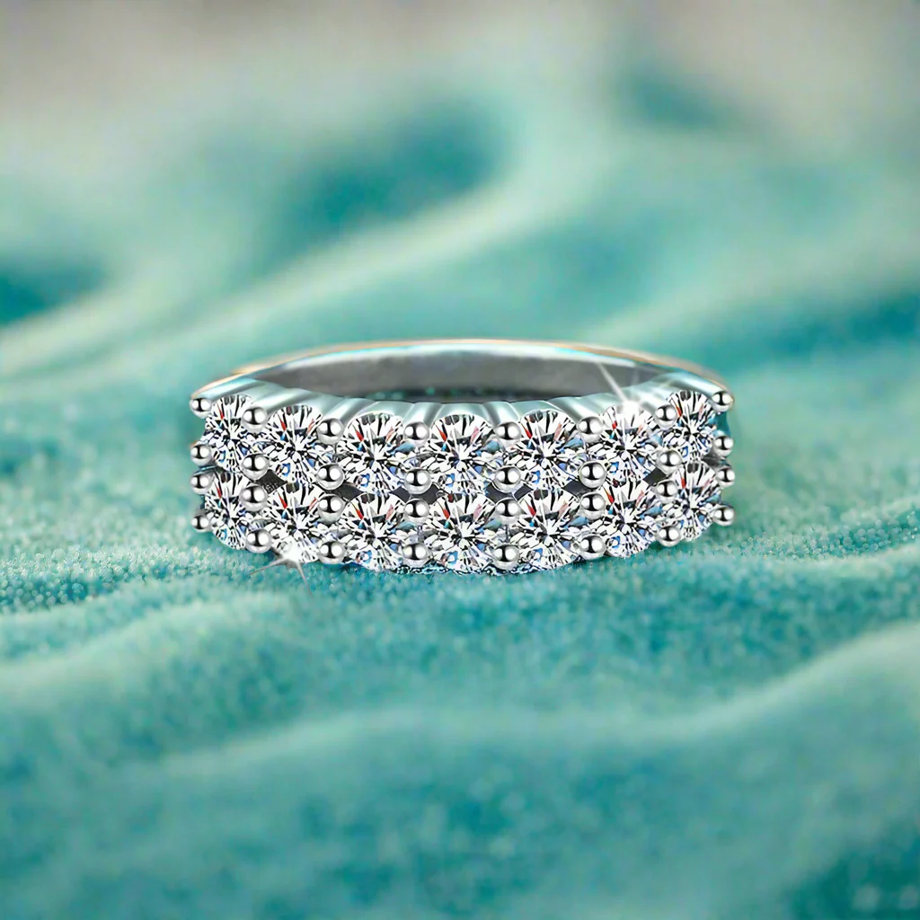 1.4 Ctw Round Diamond Half Eternity Wedding Band-Evani Naomi Jewelry