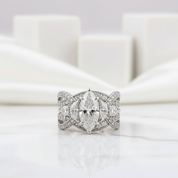 1.5 Ct Marquise Cut Diamond Insert Wedding Ring Set-Evani Jewelry