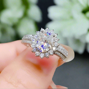 1.5 Ct Oval Cut Crackling Stone Engagement Ring-Evani Naomi Jewelry