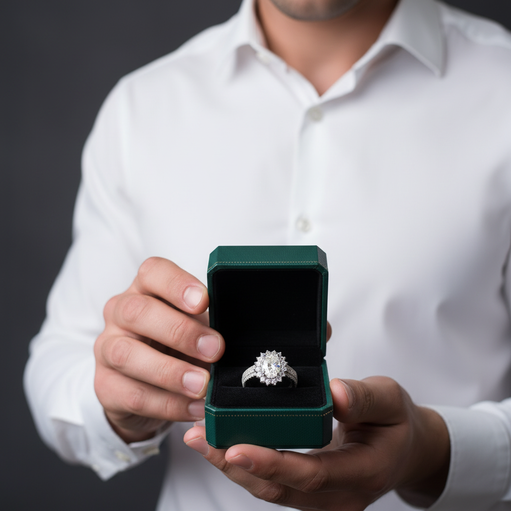 1.5 Ct Oval Cut Crackling Stone Engagement Ring - Evani Naomi Jewelry