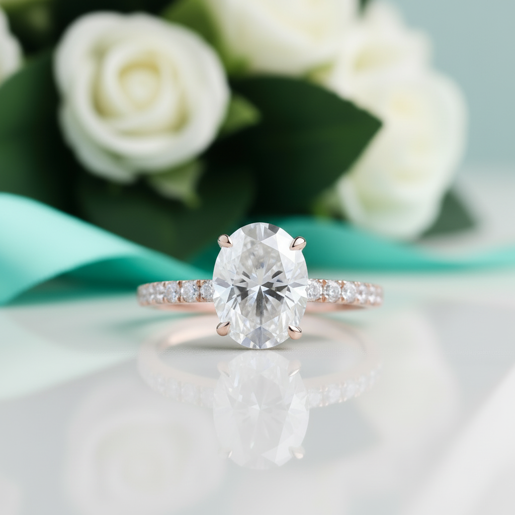 1.5 Ct Oval Cut Diamond Engagement Ring-Evani Jewelry