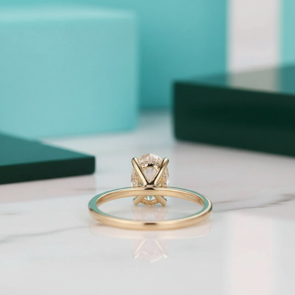 1.5 Ct Oval Cut Diamond Hidden Halo Engagement Ring-Evani Jewelry