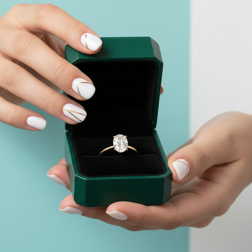 1.5 Ct Oval Cut Diamond OptionHidden Halo Engagement Ring - Evani Naomi Jewelry