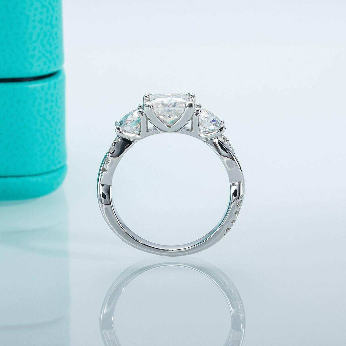 1.5 Ct Princess Cut Diamond Three Stone Engagement Ring-Evani Naomi Jewelry
