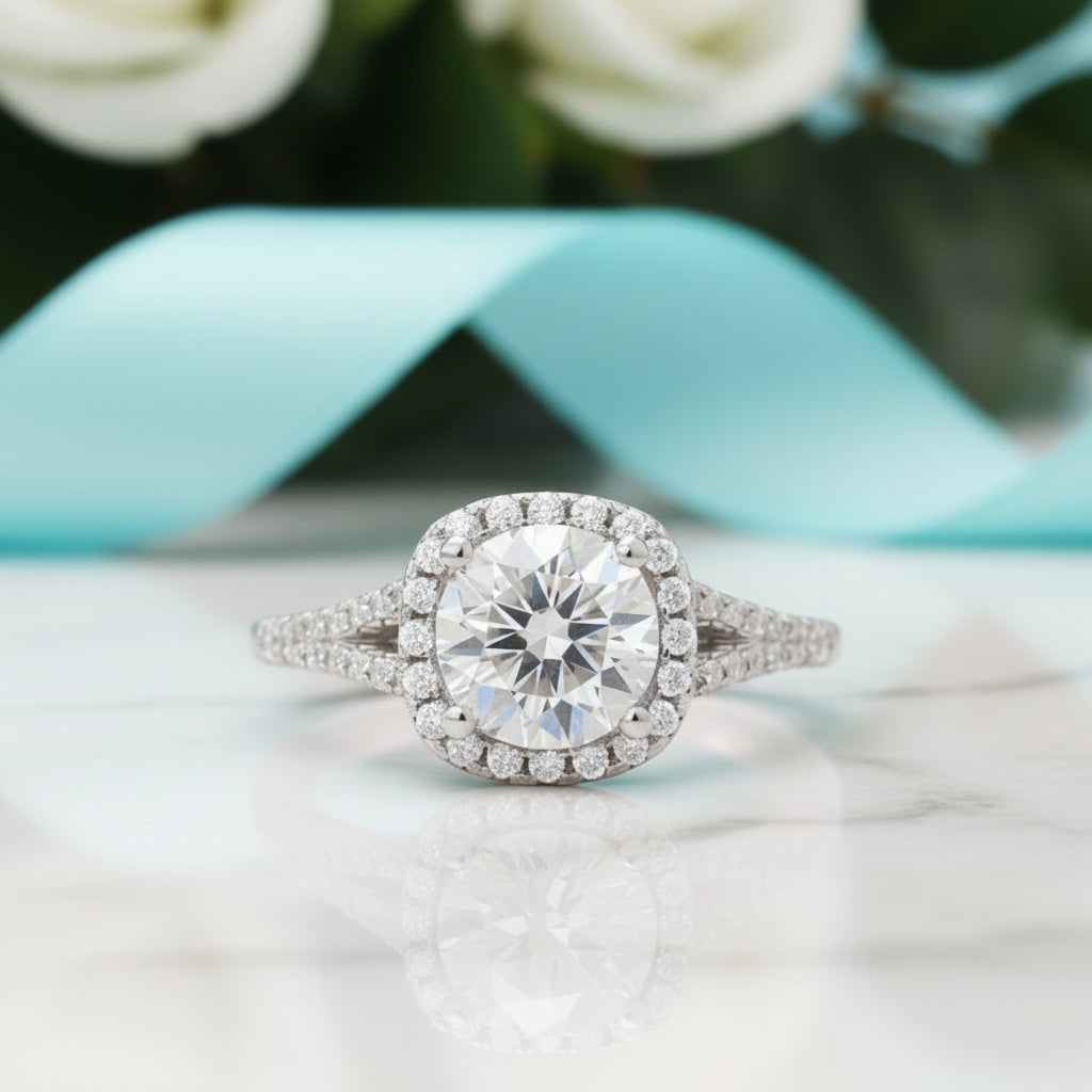 1.5 Ct Round Cut Split Shank Engagement Ring-Evani Jewelry