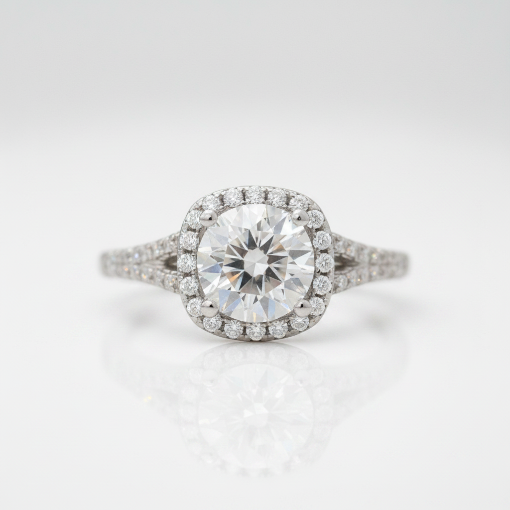 1.5 Ct Round Cut Split Shank Engagement Ring