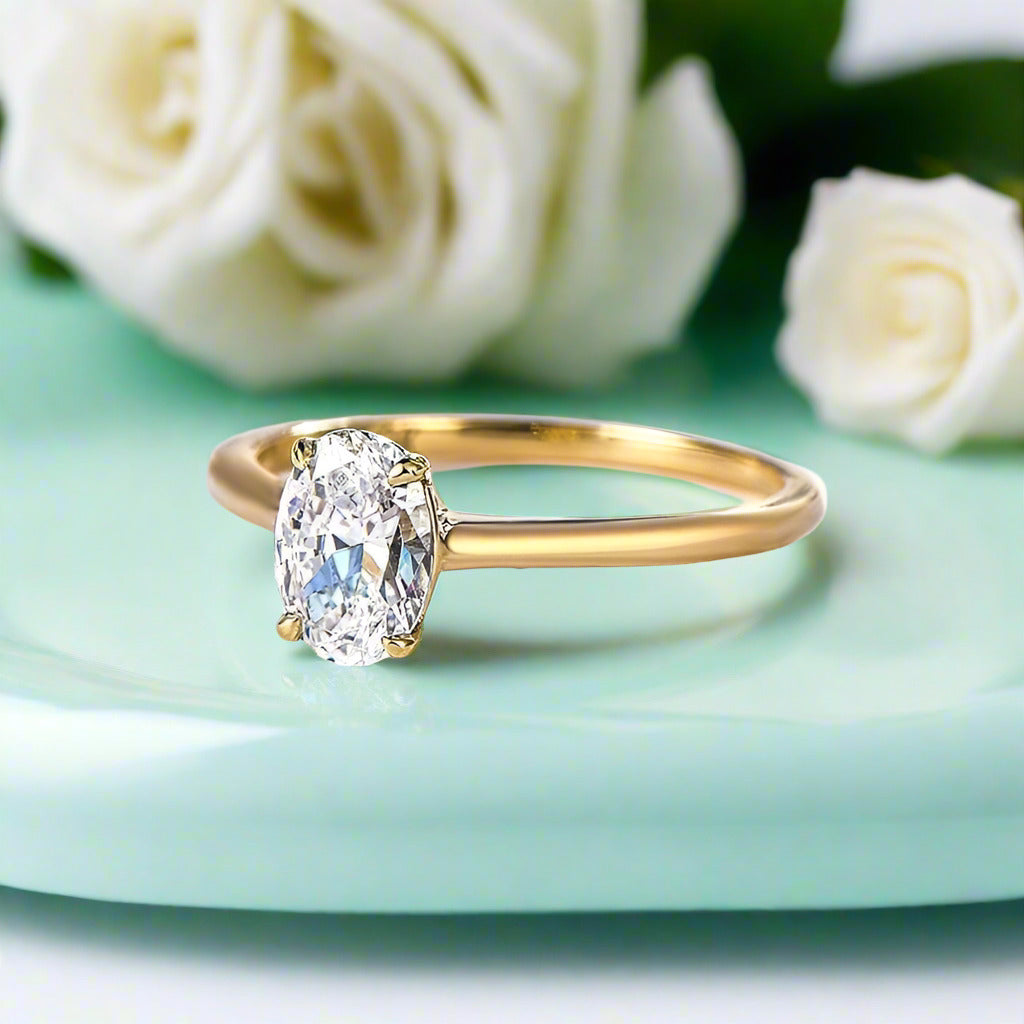 1.5 Ct Solitaire Oval Cut Diamond Engagement Ring-Evani Jewelry