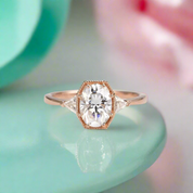 1.5 ct Oval Cut 14K Rose Gold Engagement Ring-Evani Naomi Jewelry