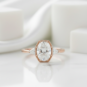 1.5 ct Oval Cut 14K Rose Gold Diamond Engagement Ring-Evani Jewelry