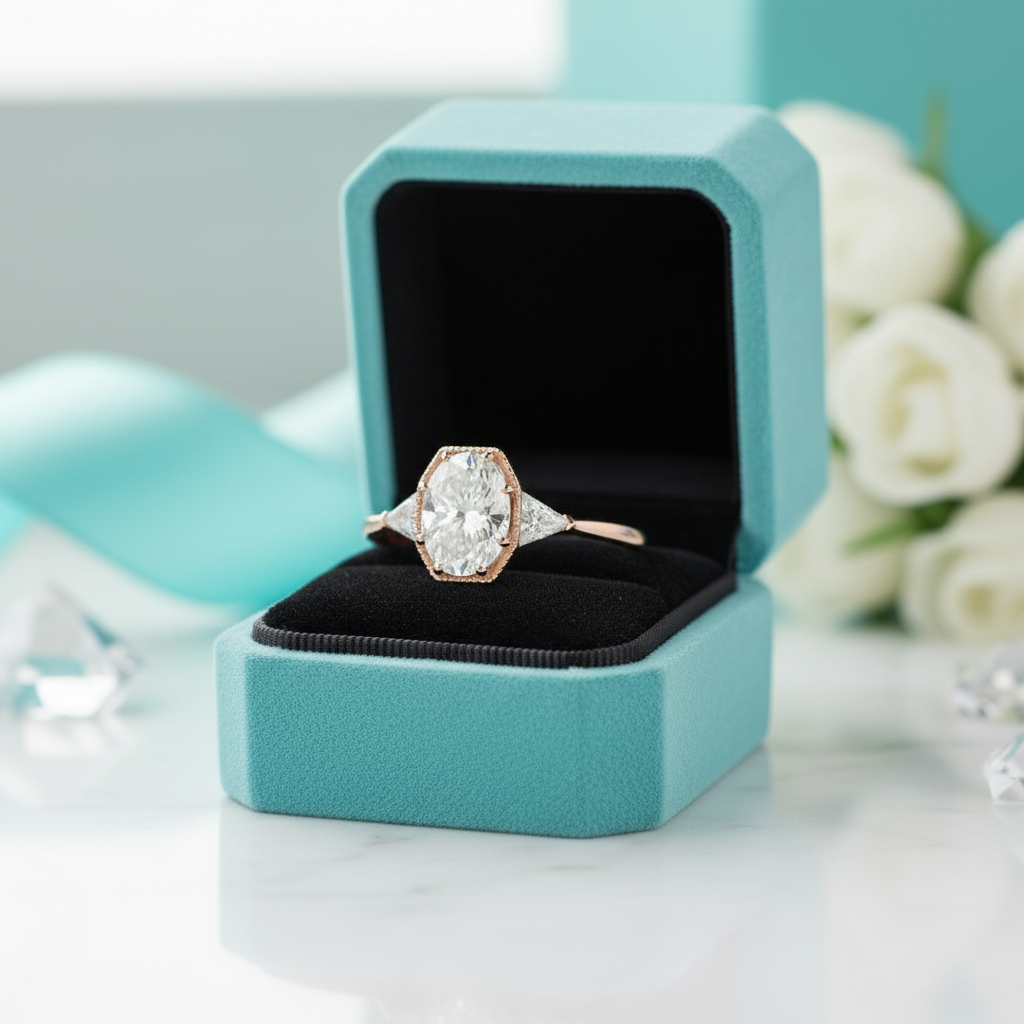 1.5 ct Oval Cut 14K Rose Gold Diamond Engagement Ring-Evani Jewelry