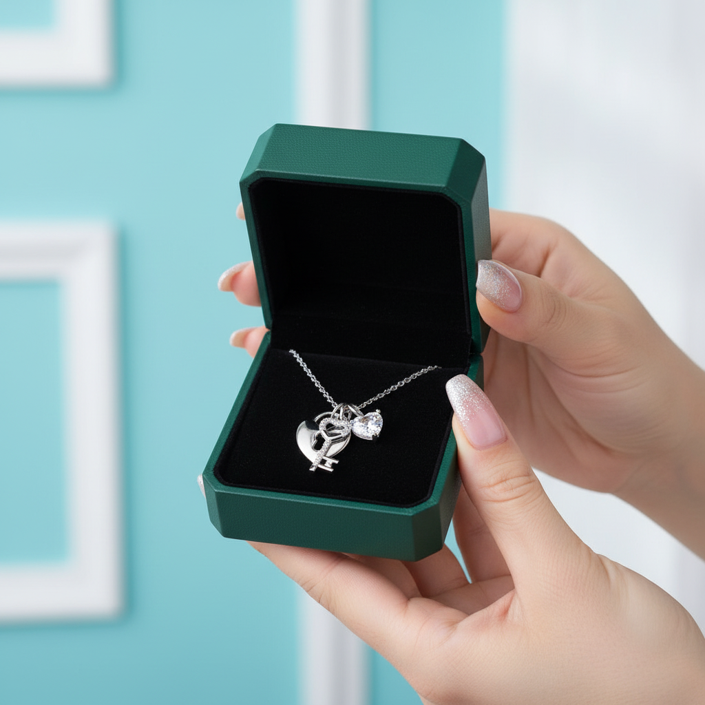 1.50 ct Diamond Option Lock Key Pendant Necklace
