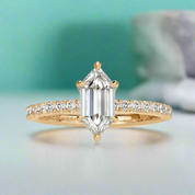1.50 ct Hexagon Cut Diamond 14k Yellow Gold Engagement Ring-Evani Naomi Jewelry