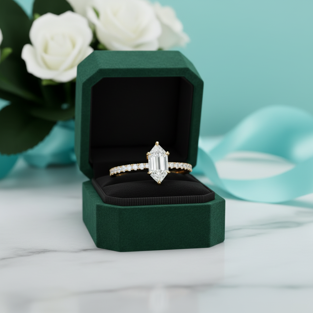 1.50 ct Hexagon Cut Diamond Option14k Yellow Gold Engagement Ring - Evani Naomi Jewelry