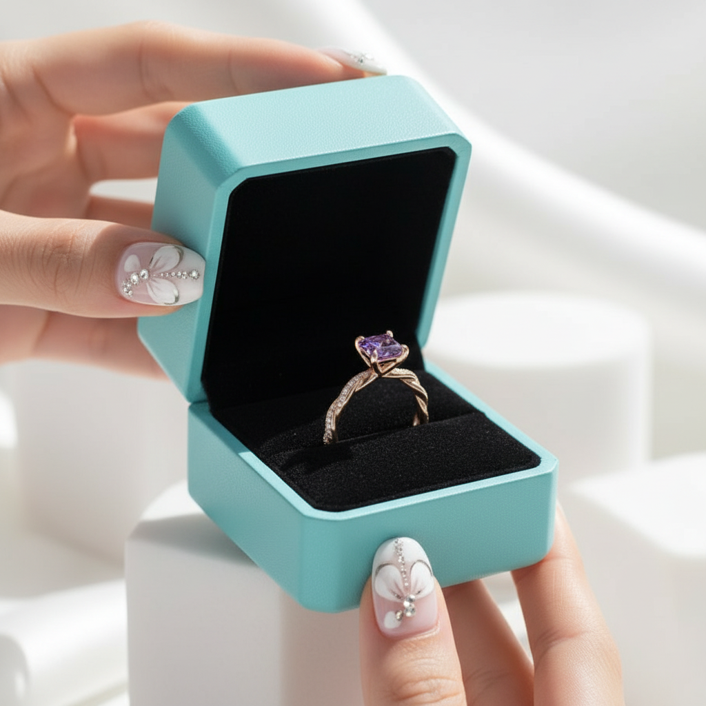 1.50 ct Princess Cut Alexandrite Twist Engagement Ring-Evani Jewelry