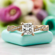 1.50 ct Princess Cut Diamond Twist Engagement Ring-Evani Naomi Jewelry