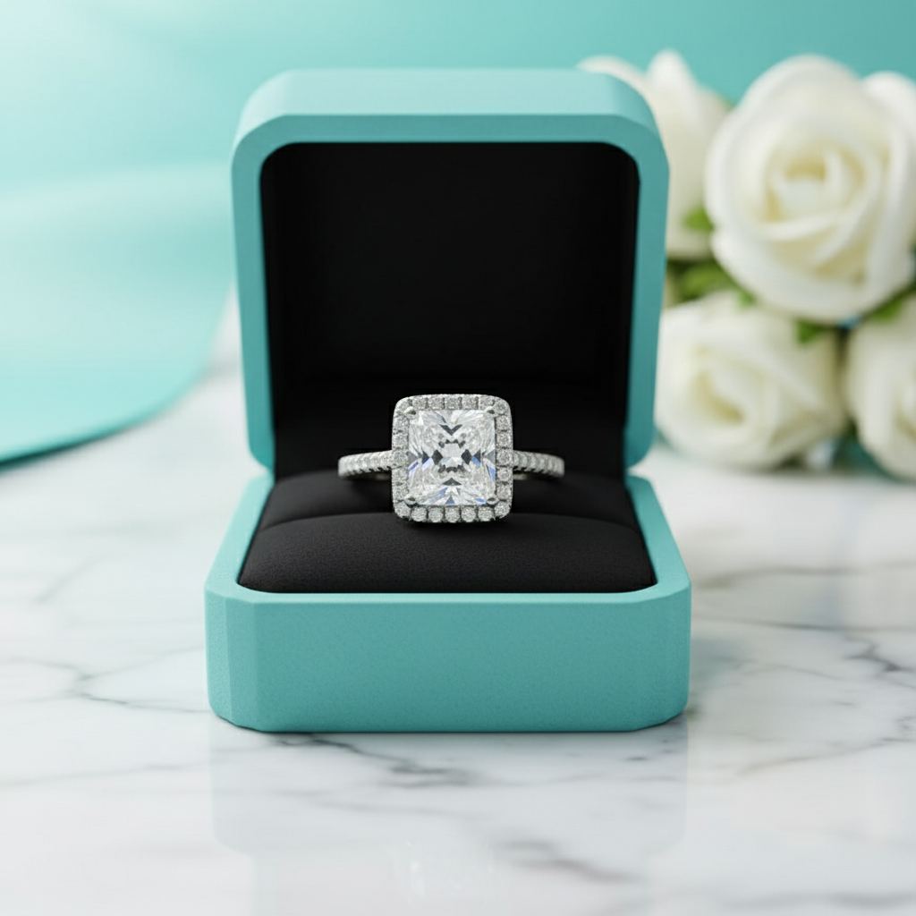 1.50 ct Princess-cut Diamond Halo Engagement Ring-Evani Jewelry