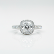 1.5ct 7mm Cushion Cut Diamond OptionHalo Engagement Ring - Evani Naomi Jewelry