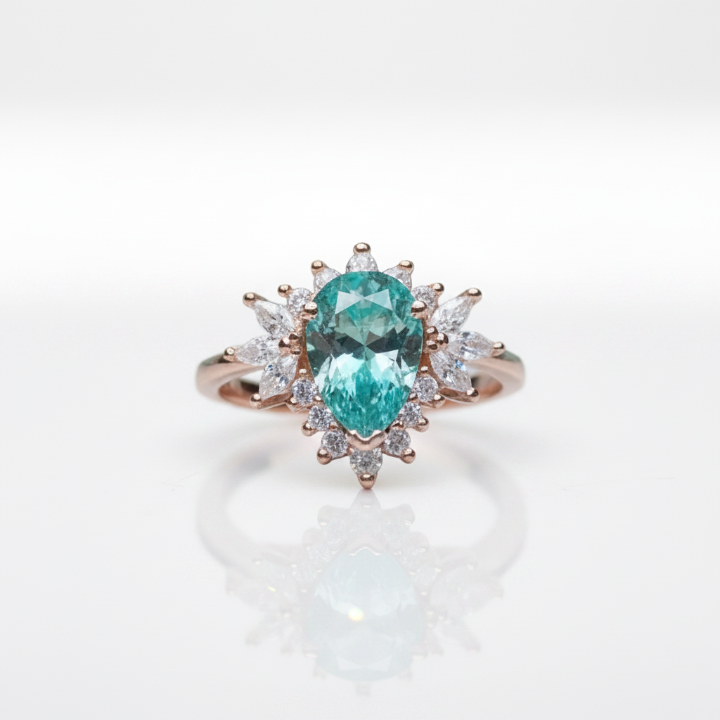 1.5ct Green Pear Cut Diamond OptionRing - Evani Naomi Jewelry
