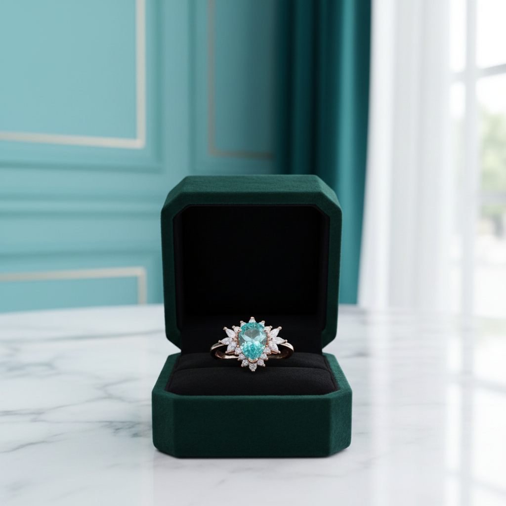 1.5ct Green Pear Cut Diamond OptionRing - Evani Naomi Jewelry