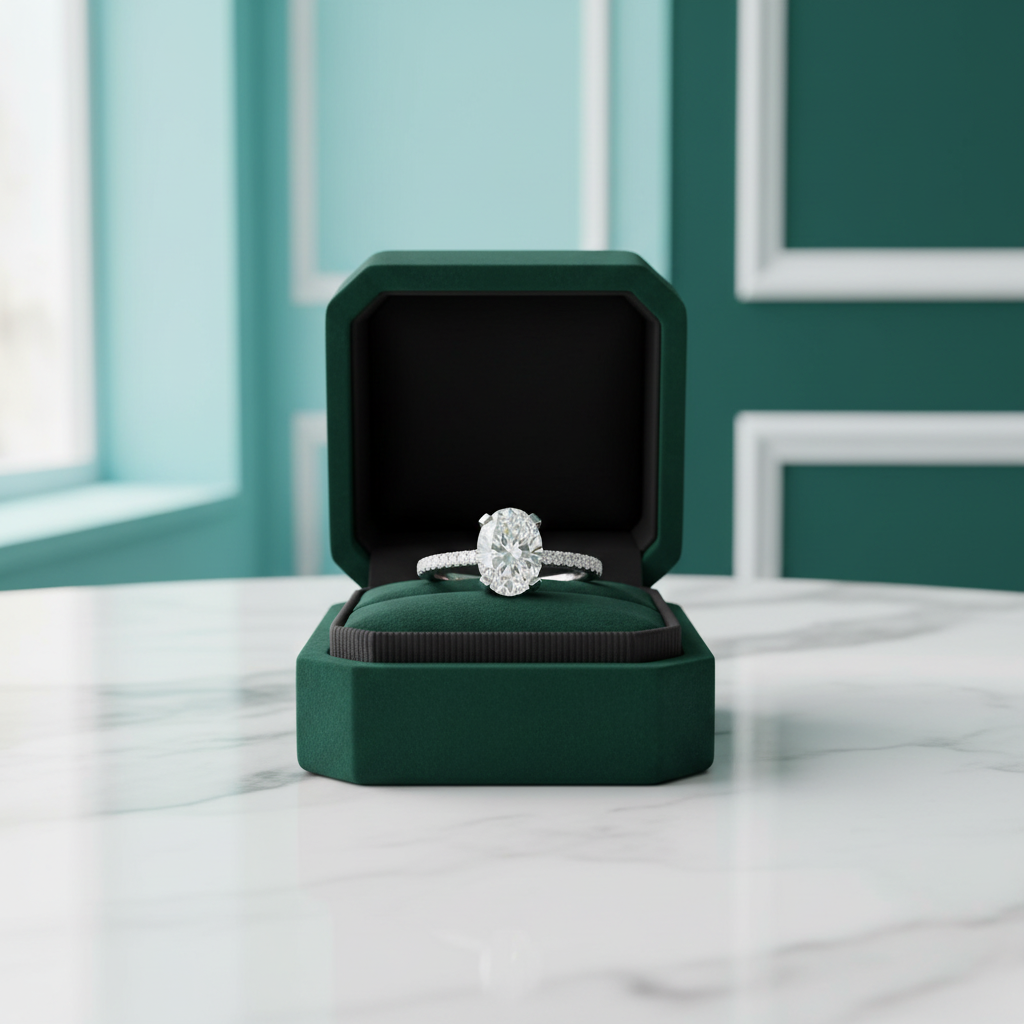 1.5ct Oval Cut Diamond OptionHalo 14K Engagement Ring - Evani Naomi Jewelry