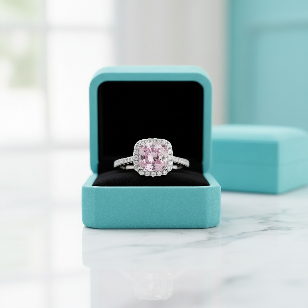 1.5ct Tourmaline Cushion Cut Engagement Ring with Halo - Evani Naomi Jewelry