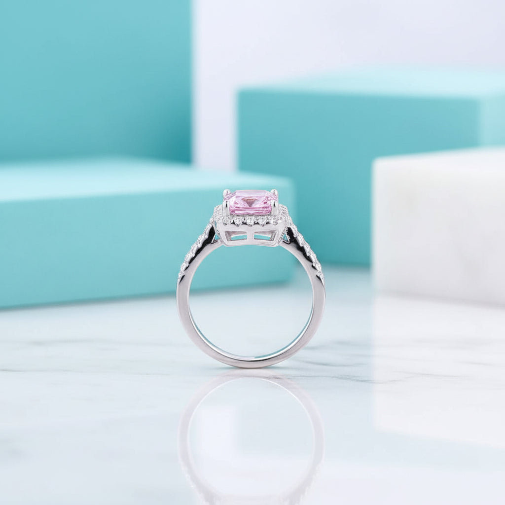 1.5ct Tourmaline Cushion Cut Engagement Ring with Halo-Evani Jewelry