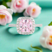1.5ct Pink Cushion Cut Diamond Engagement Ring with Halo-Evani Naomi Jewelry