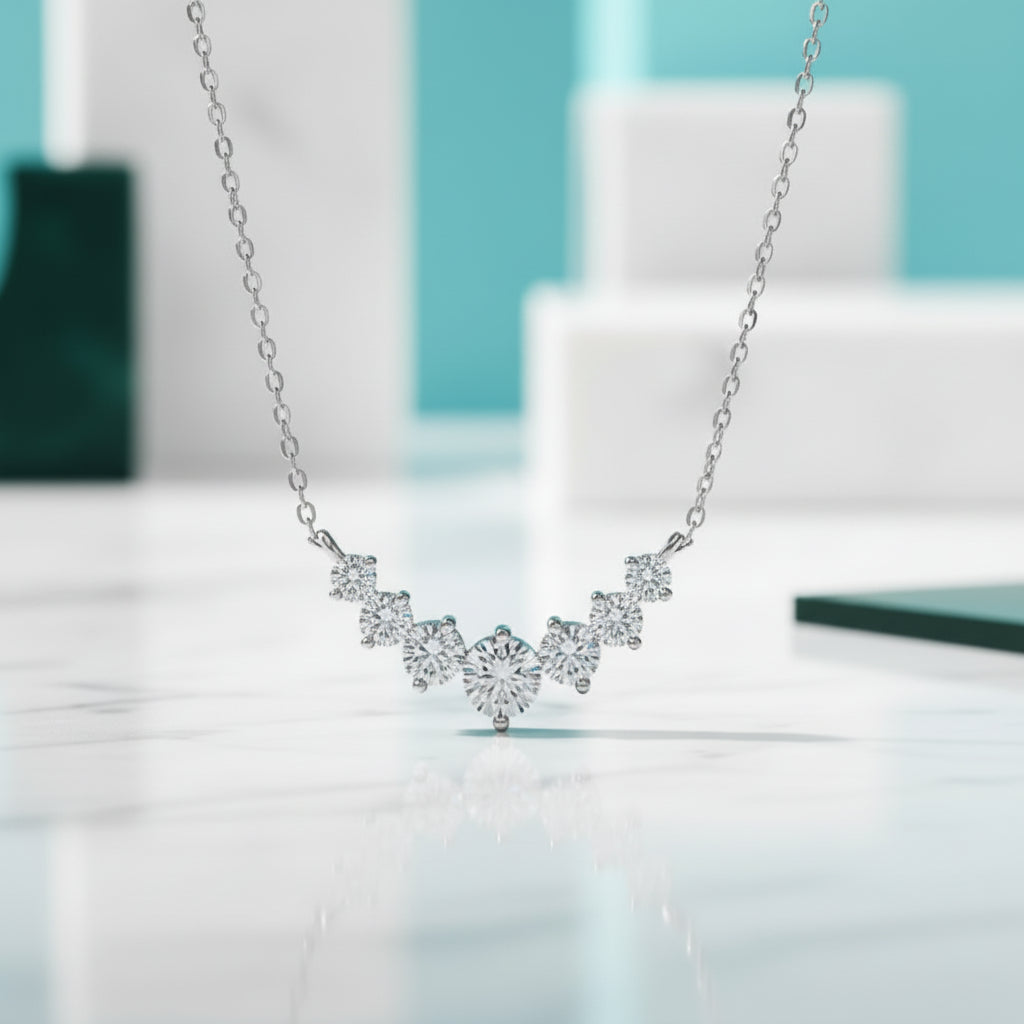 1.7 Ct Seven Stone Diamond Pendant Necklace-Evani Jewelry