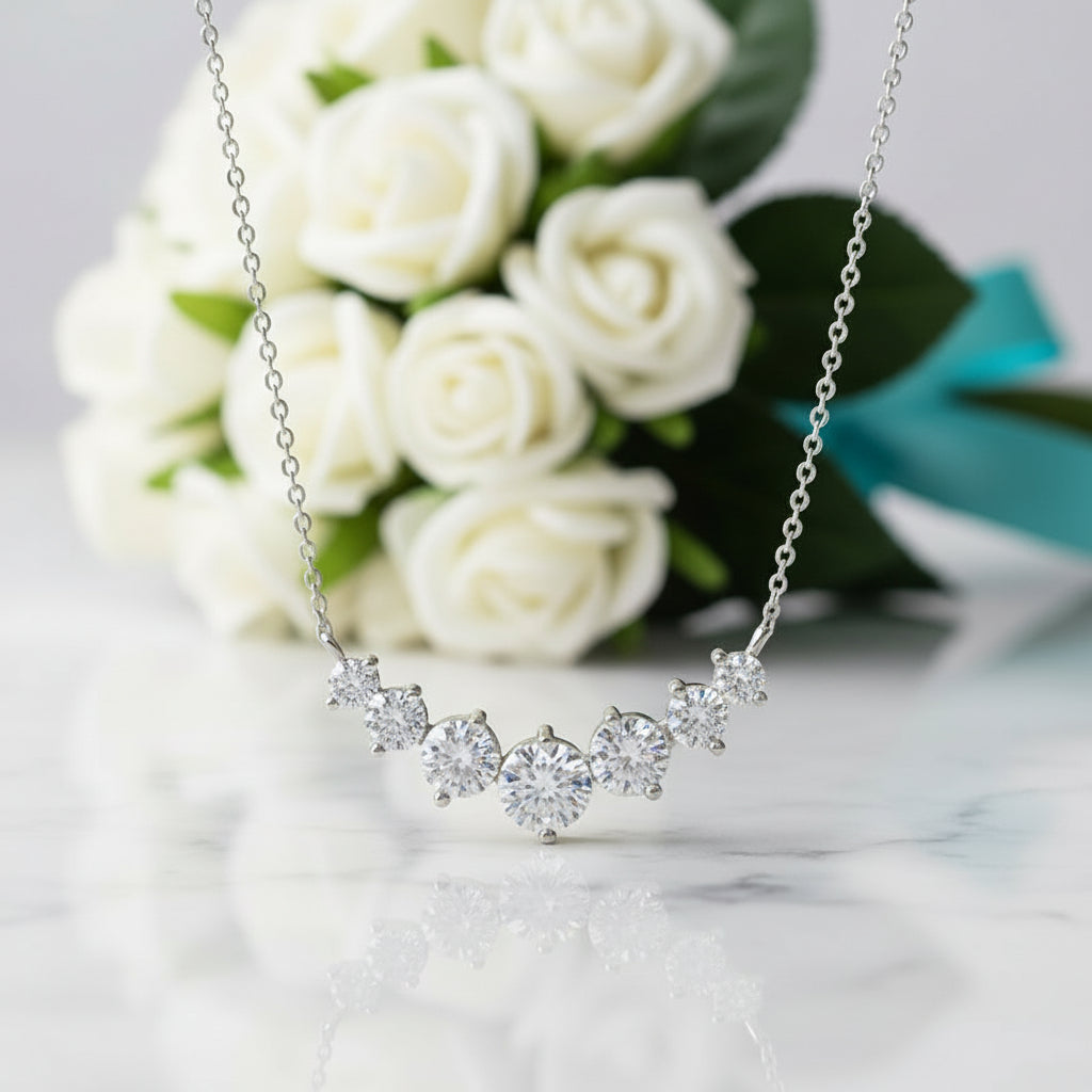 1.7 Ct Seven Stone Diamond Pendant Necklace-Evani Jewelry