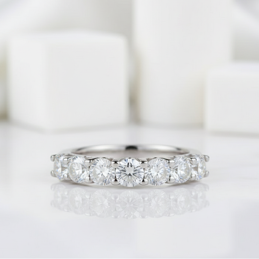 1.75 ct Seven Pieces Round Diamond Wedding Band-Evani Jewelry