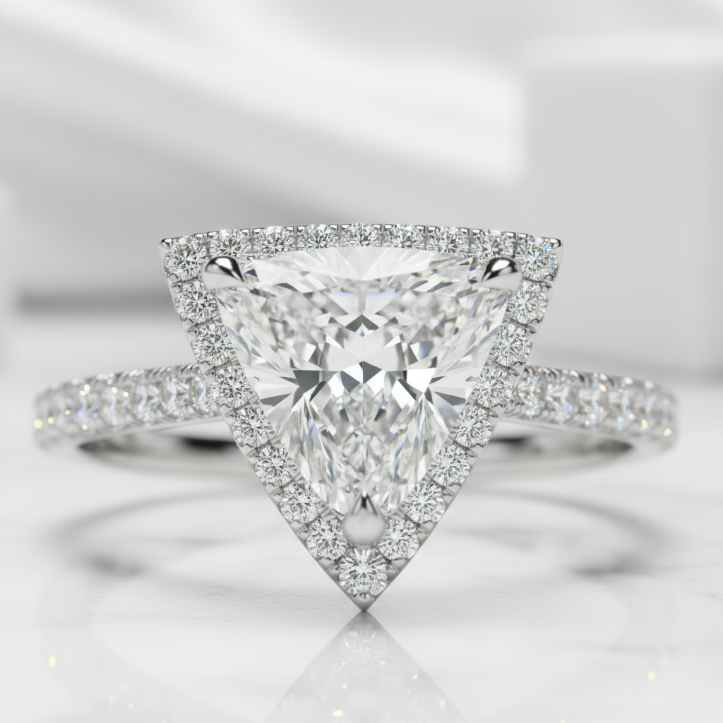 1.90 Ct Trillion Cut Diamond Engagement Ring