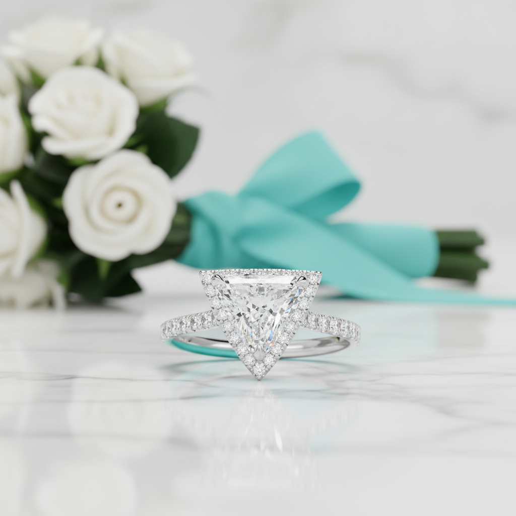 1.90 Ct Trillion Cut Diamond Engagement Ring-Evani Jewelry